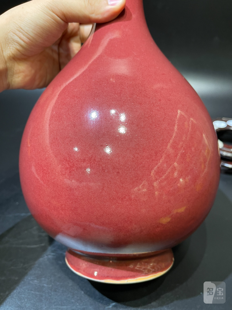 清道光 宝石红釉玉壶春瓶 - 图7